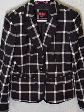 Merona Black and White Plaid Tailored Blazer
